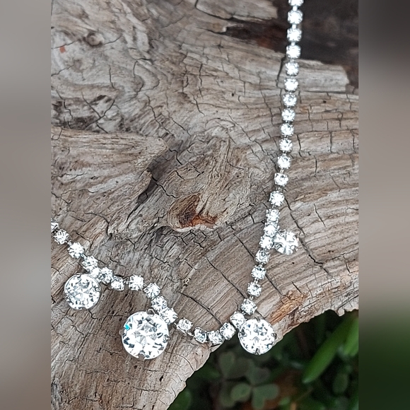 Jay Kel High Quality 925 Silver Graduated Rhinestone Necklace - Picture 6 of 7